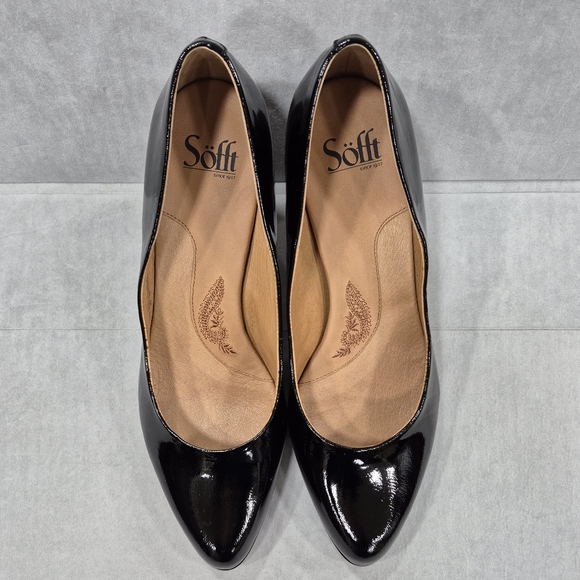 Sofft pumps women's 12M black shiny leather point toe high heels classic - Picture 2 of 15